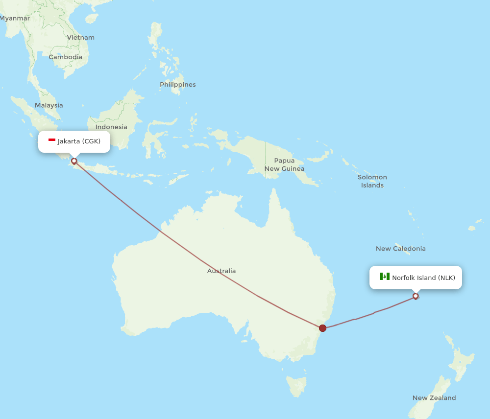 CGK-NLK flight routes