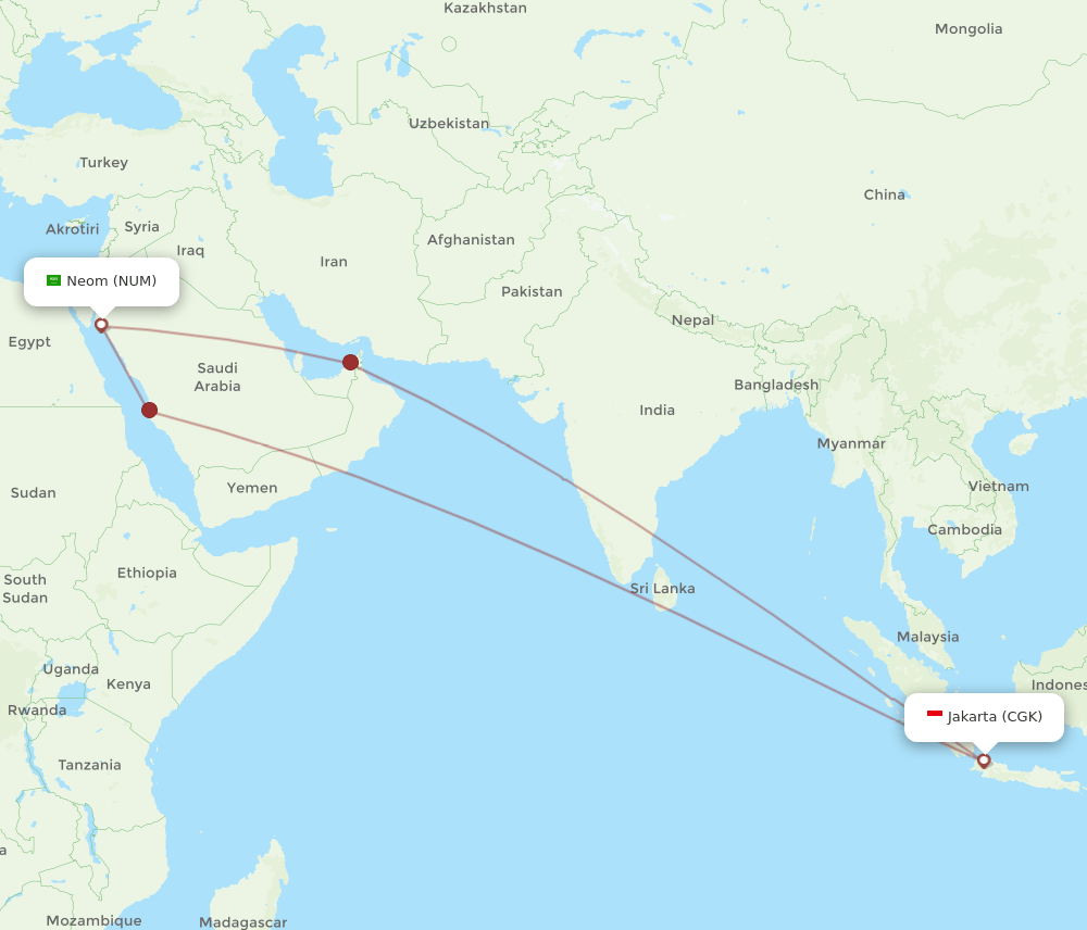 CGK-NUM flight routes