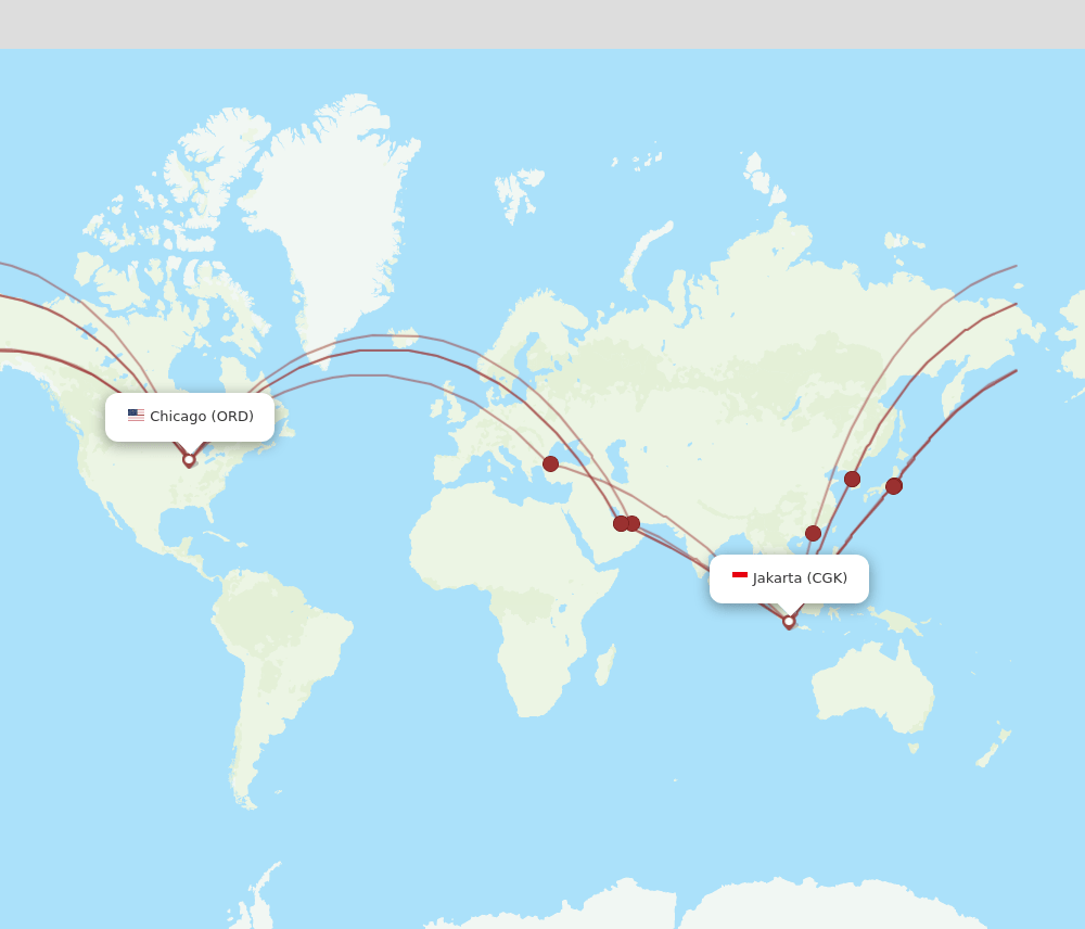 CGK to ORD flights and routes map