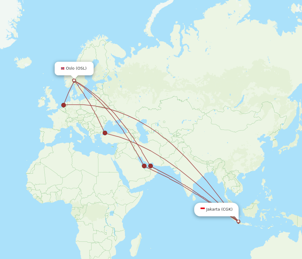 CGK to OSL flights and routes map