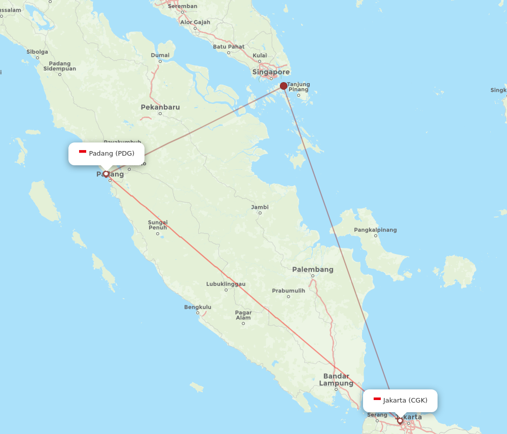 CGK to PDG flights and routes map