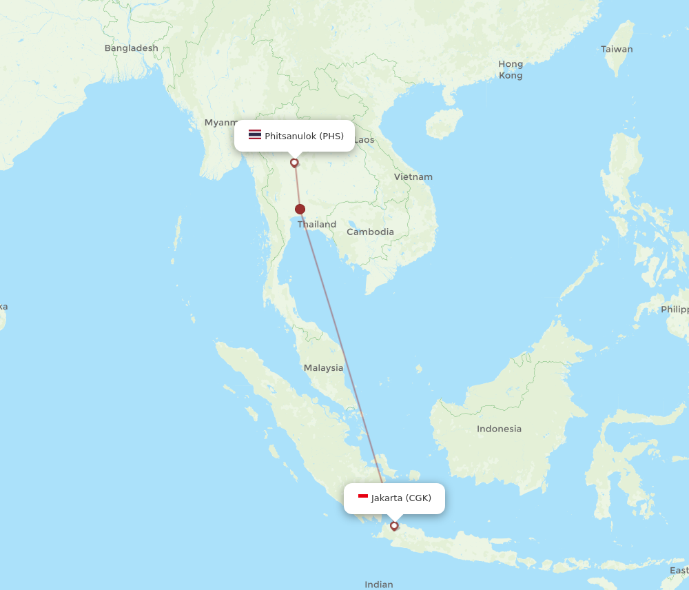 CGK to PHS flights and routes map