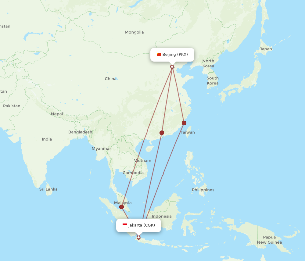CGK to PKX flights and routes map