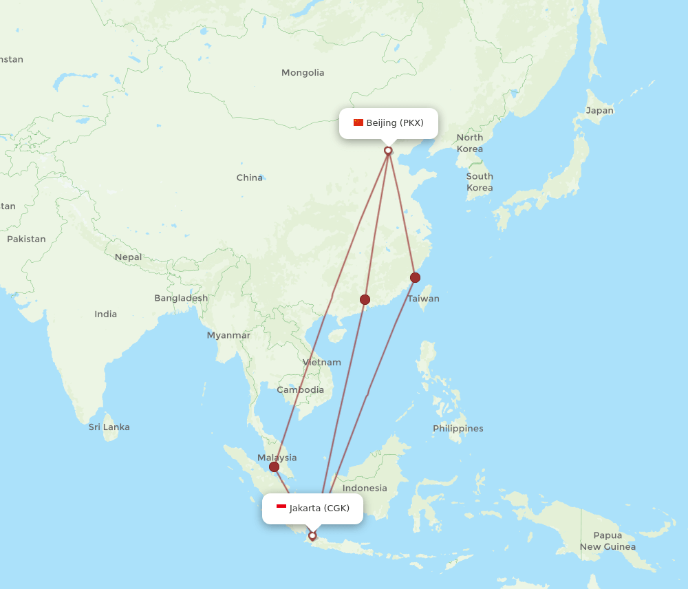 CGK to PKX flights and routes map