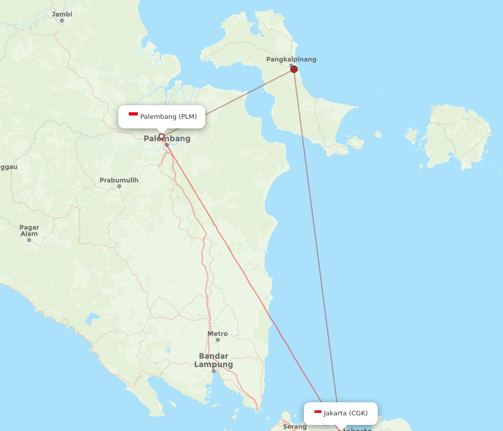 CGK to PLM flights and routes map