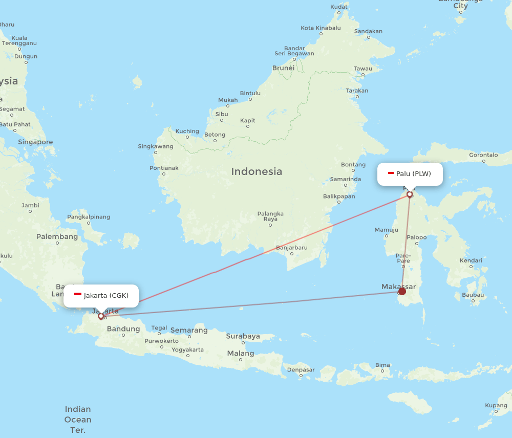 CGK-PLW flight routes