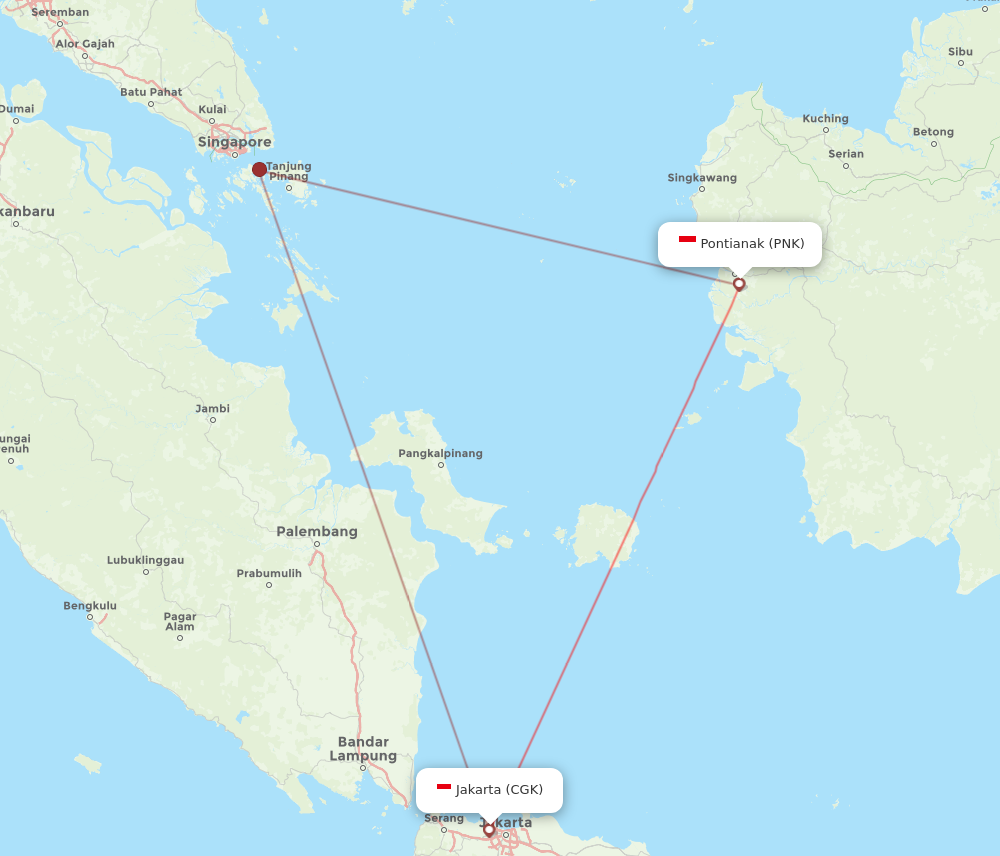 CGK to PNK flights and routes map