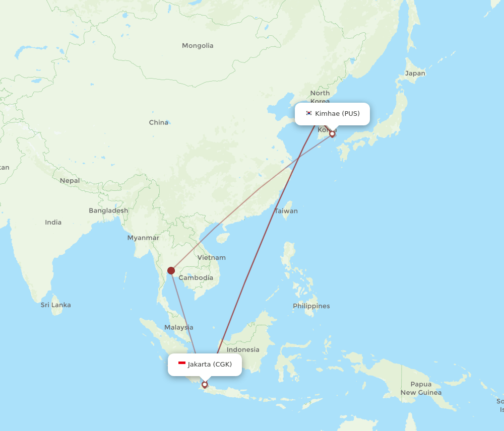 CGK-PUS flight routes