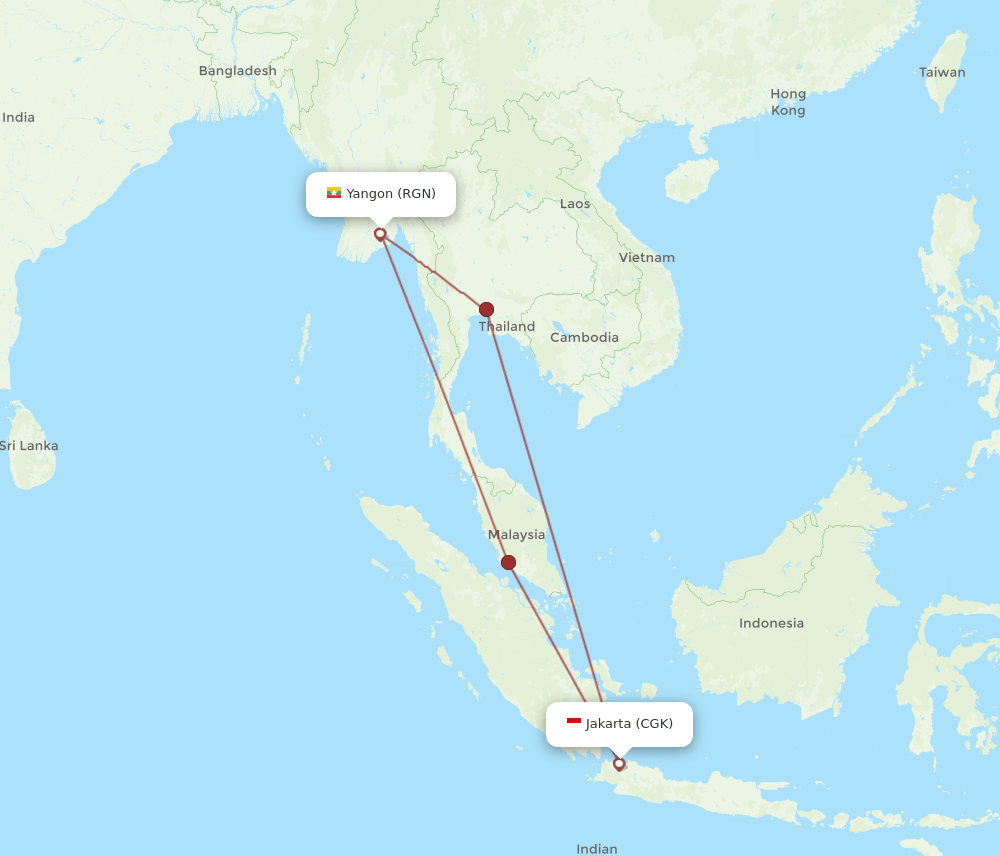 CGK-RGN flight routes