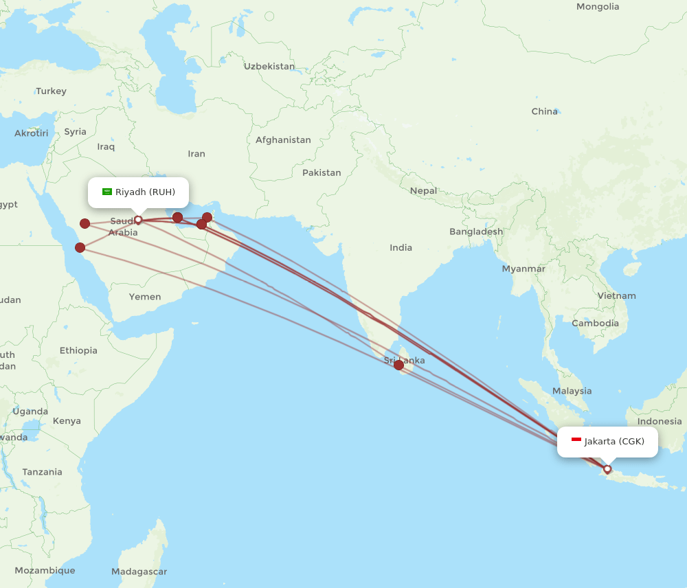 CGK-RUH flight routes