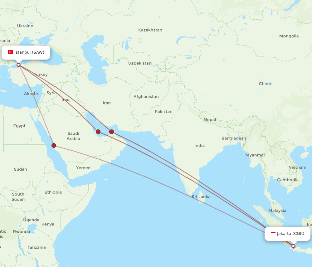 CGK-SAW flight routes