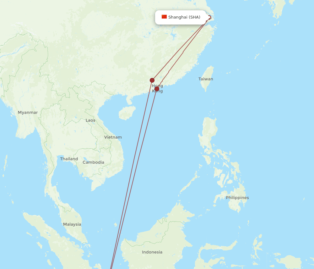 CGK to SHA flights and routes map