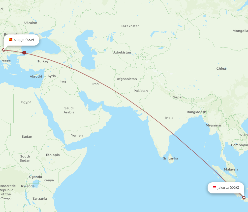 CGK-SKP flight routes