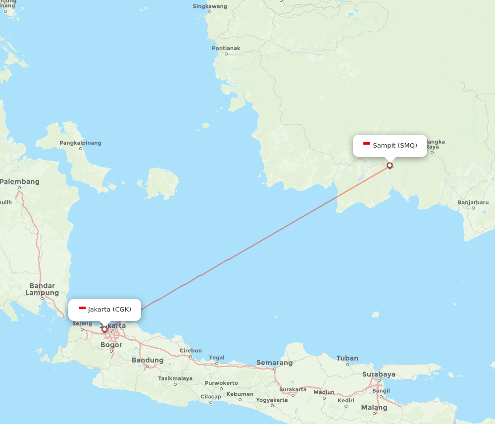CGK to SMQ flights and routes map