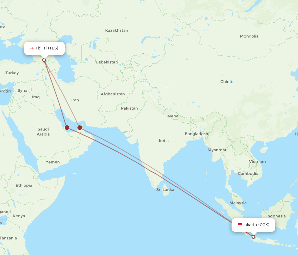 CGK-TBS flight routes