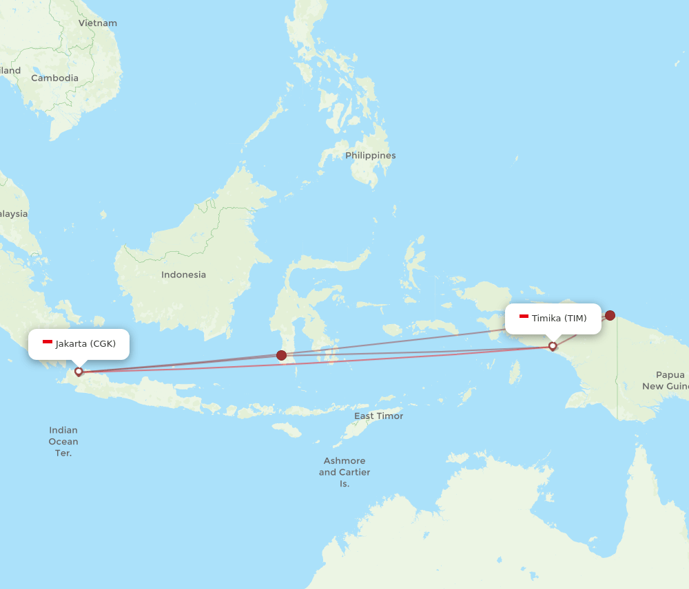 CGK-TIM flight routes