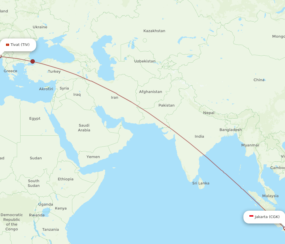 CGK-TIV flight routes