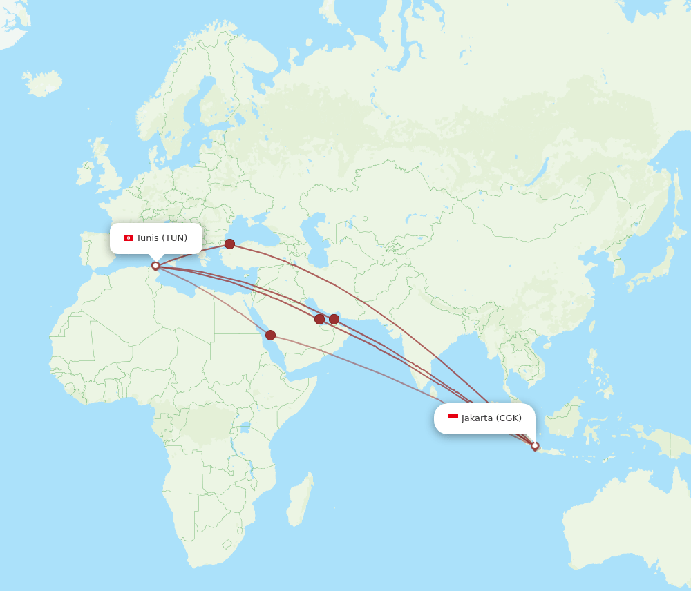 CGK-TUN flight routes