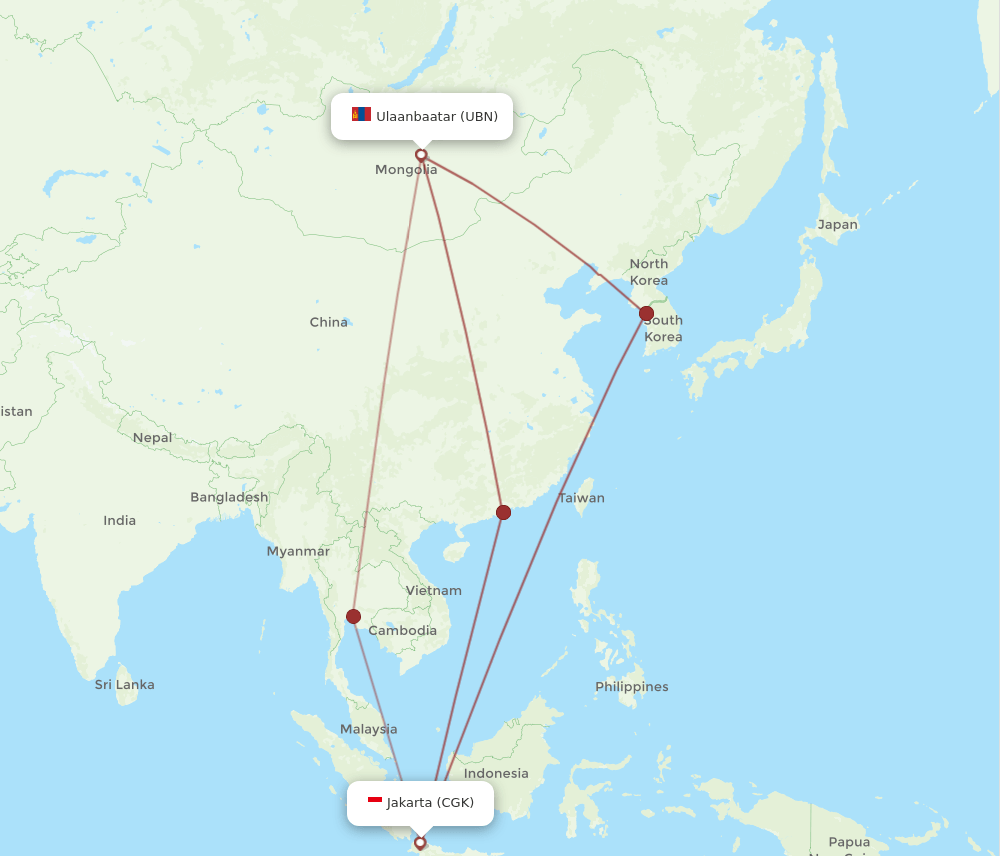 CGK-UBN flight routes