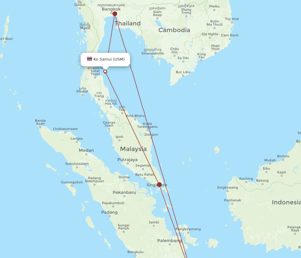 CGK to USM flights and routes map