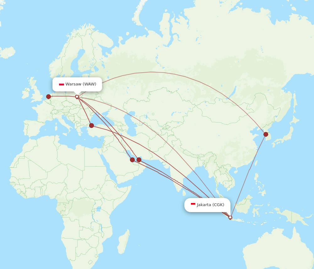 CGK-WAW flight routes