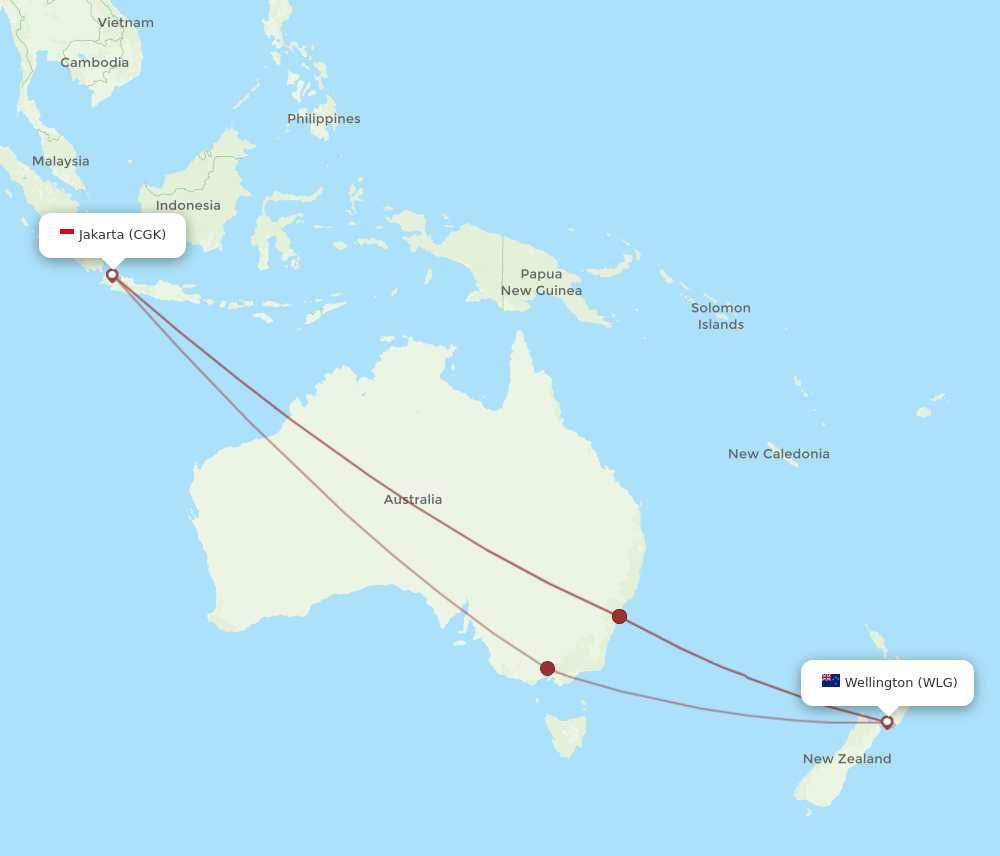CGK-WLG flight routes