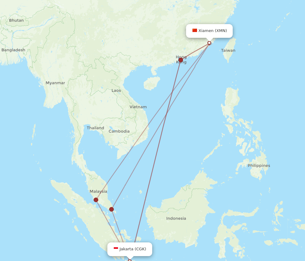 CGK-XMN flight routes