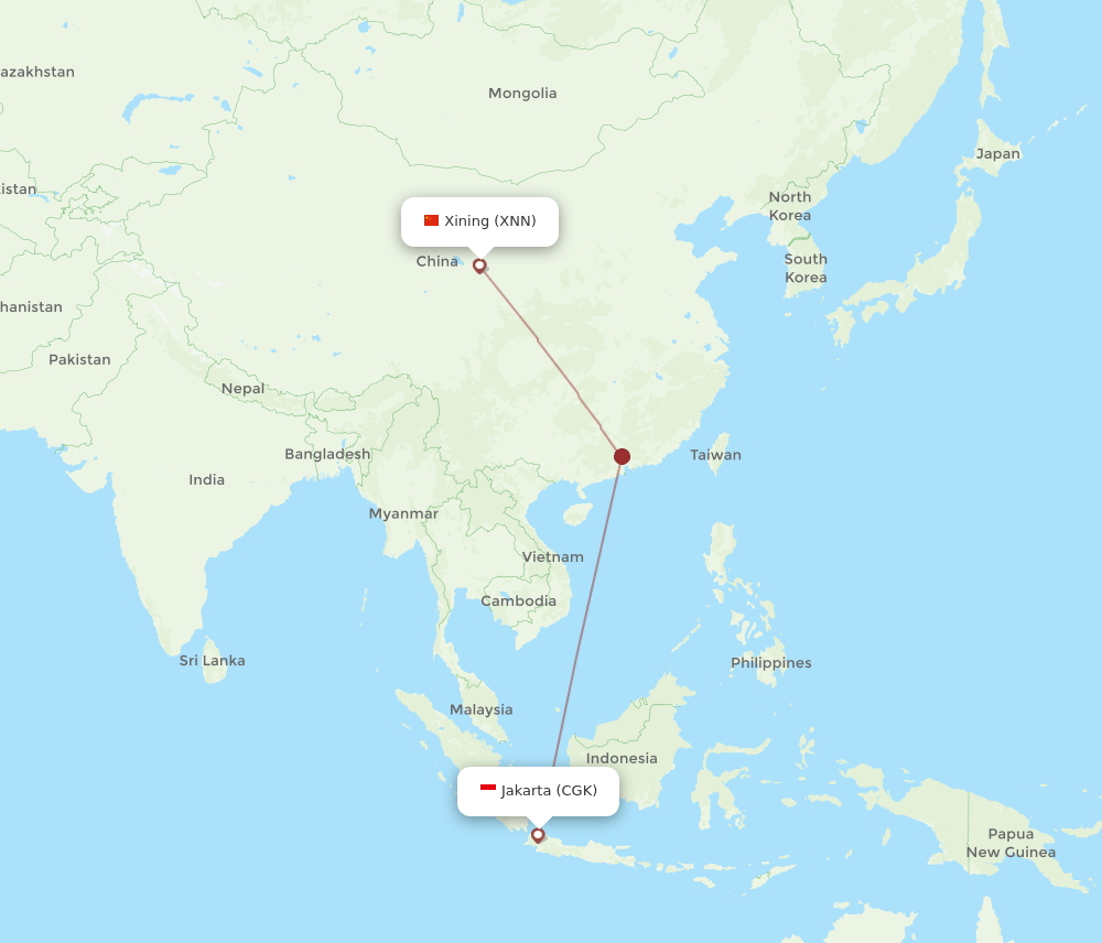 CGK-XNN flight routes