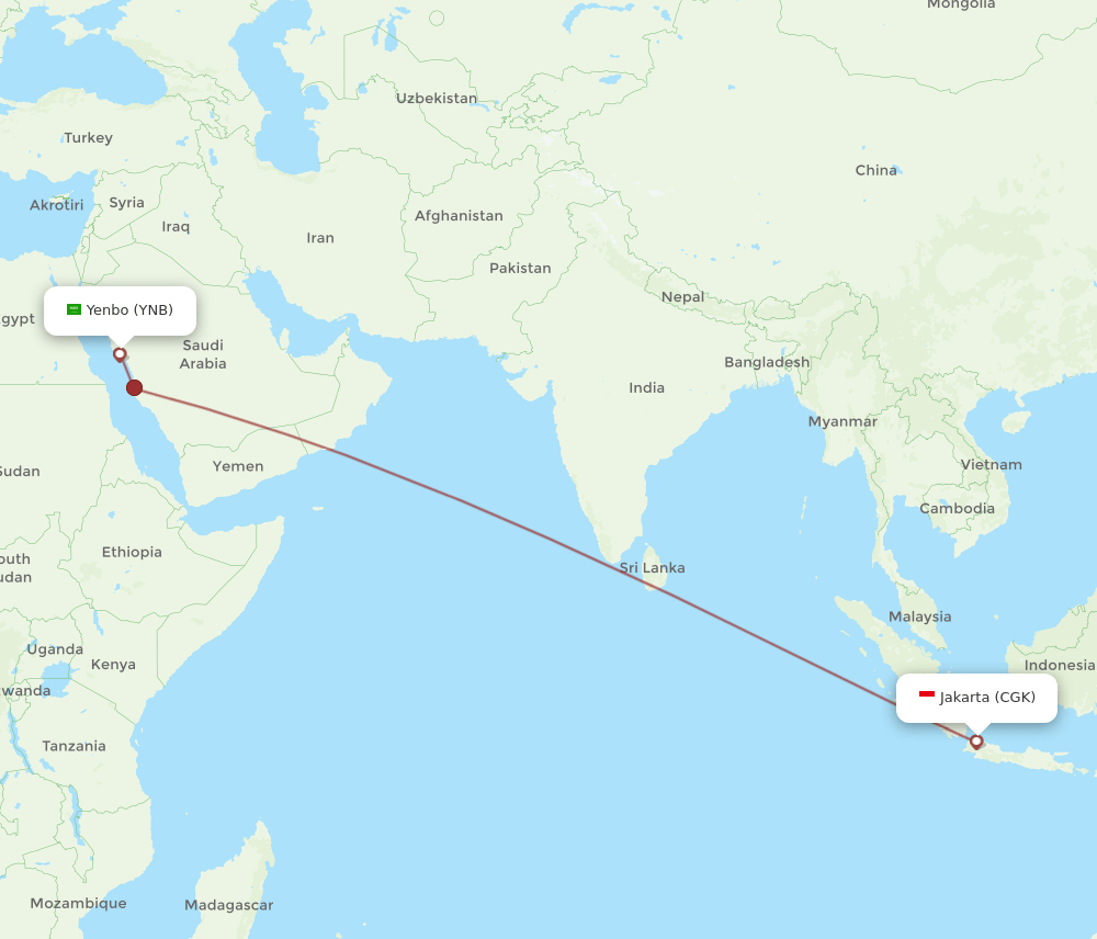 CGK-YNB flight routes