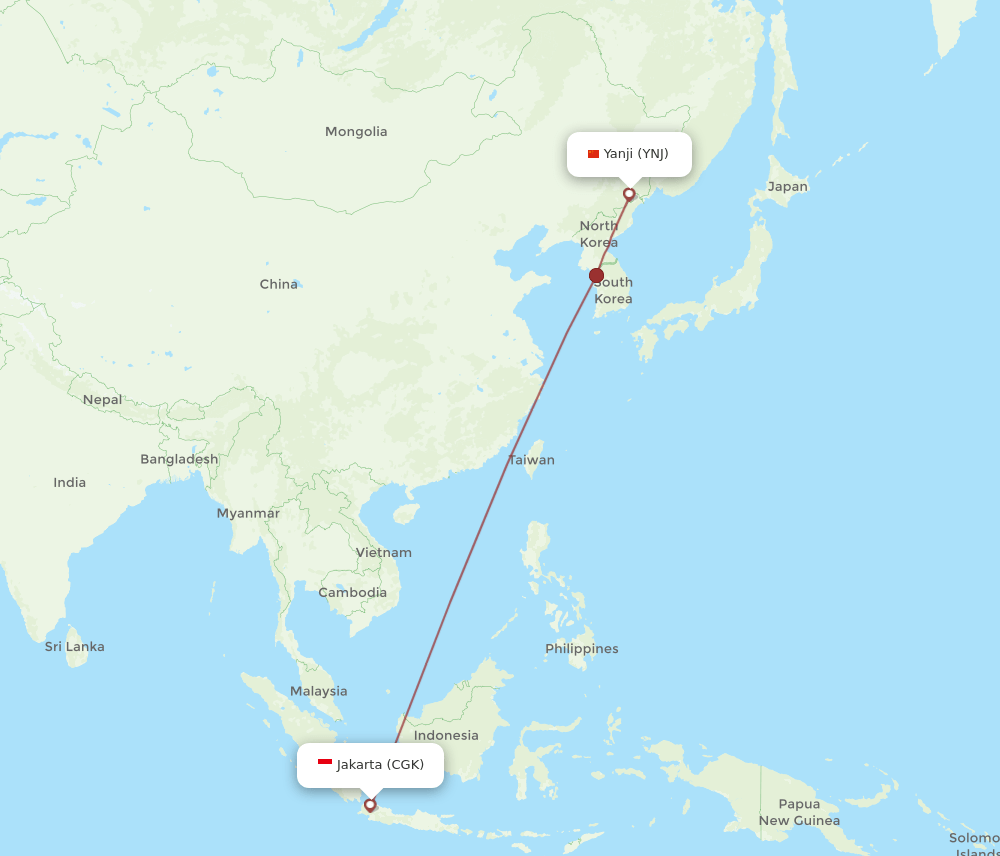 CGK-YNJ flight routes