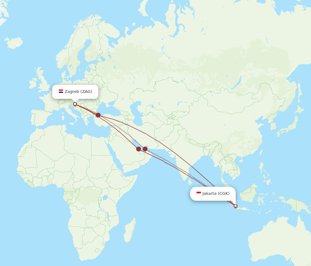 CGK-ZAG flight routes