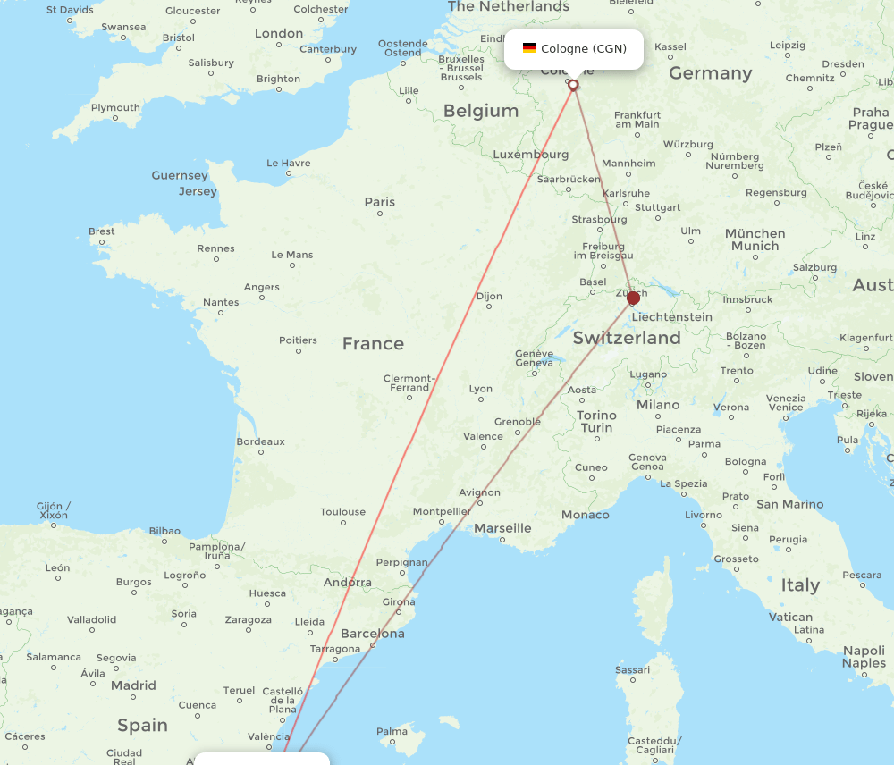 CGN-ALC flight routes