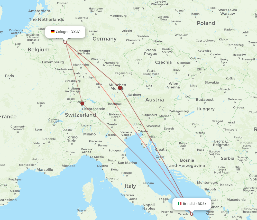 CGN-BDS flight routes