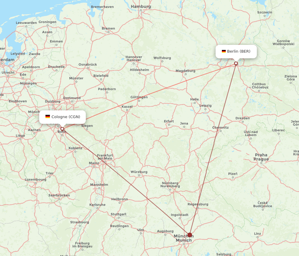 CGN to BER flights and routes map