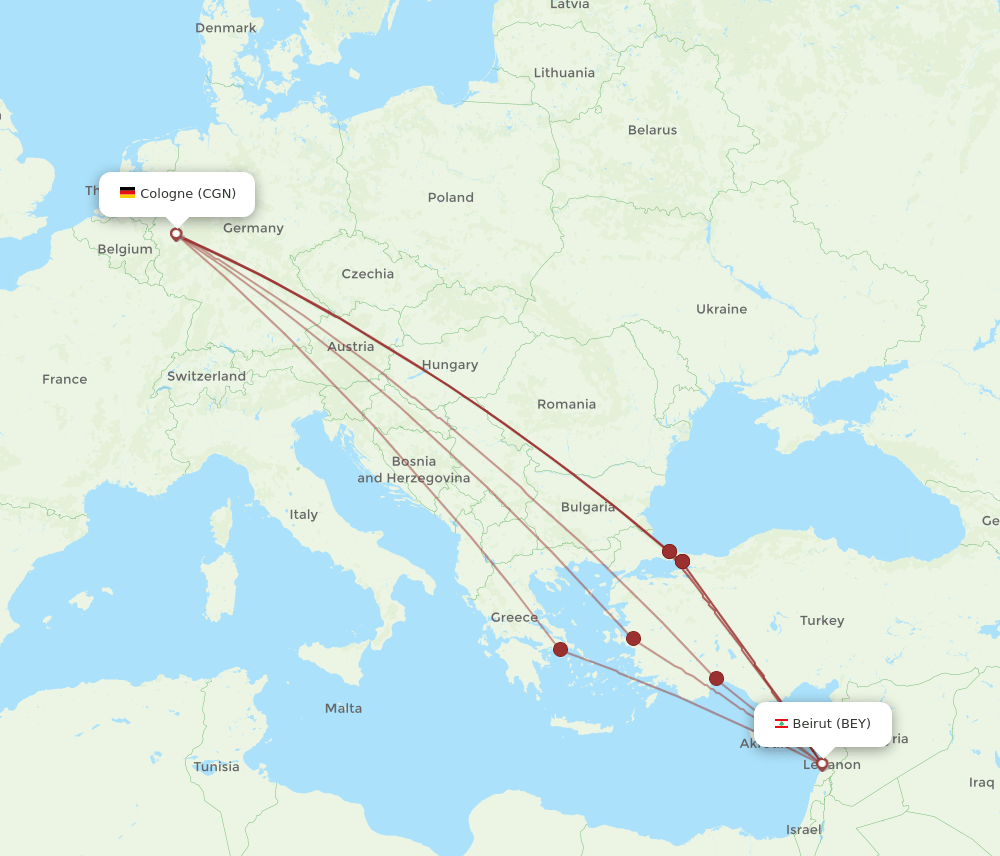 CGN-BEY flight routes