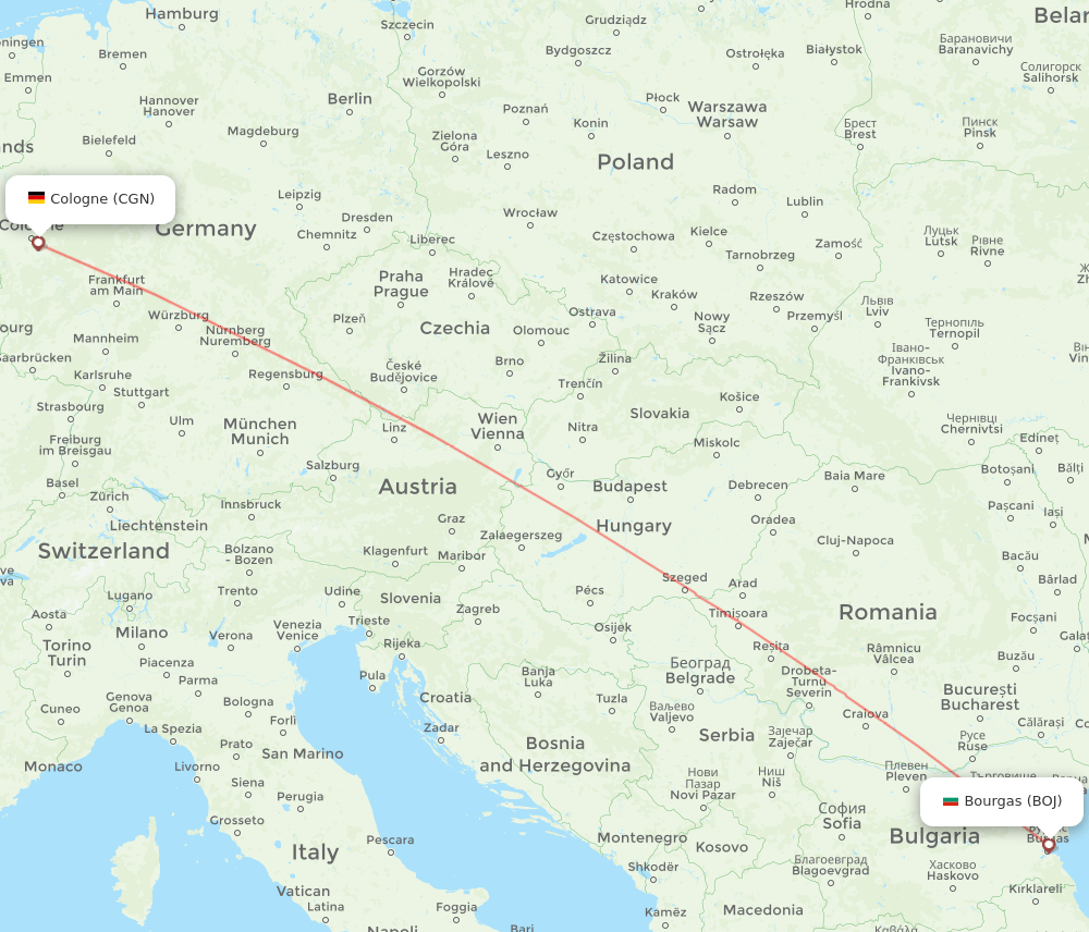 CGN-BOJ flight routes