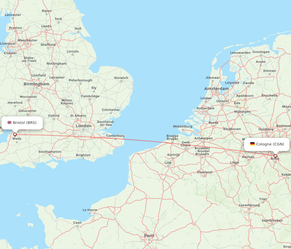 CGN to BRS flights and routes map