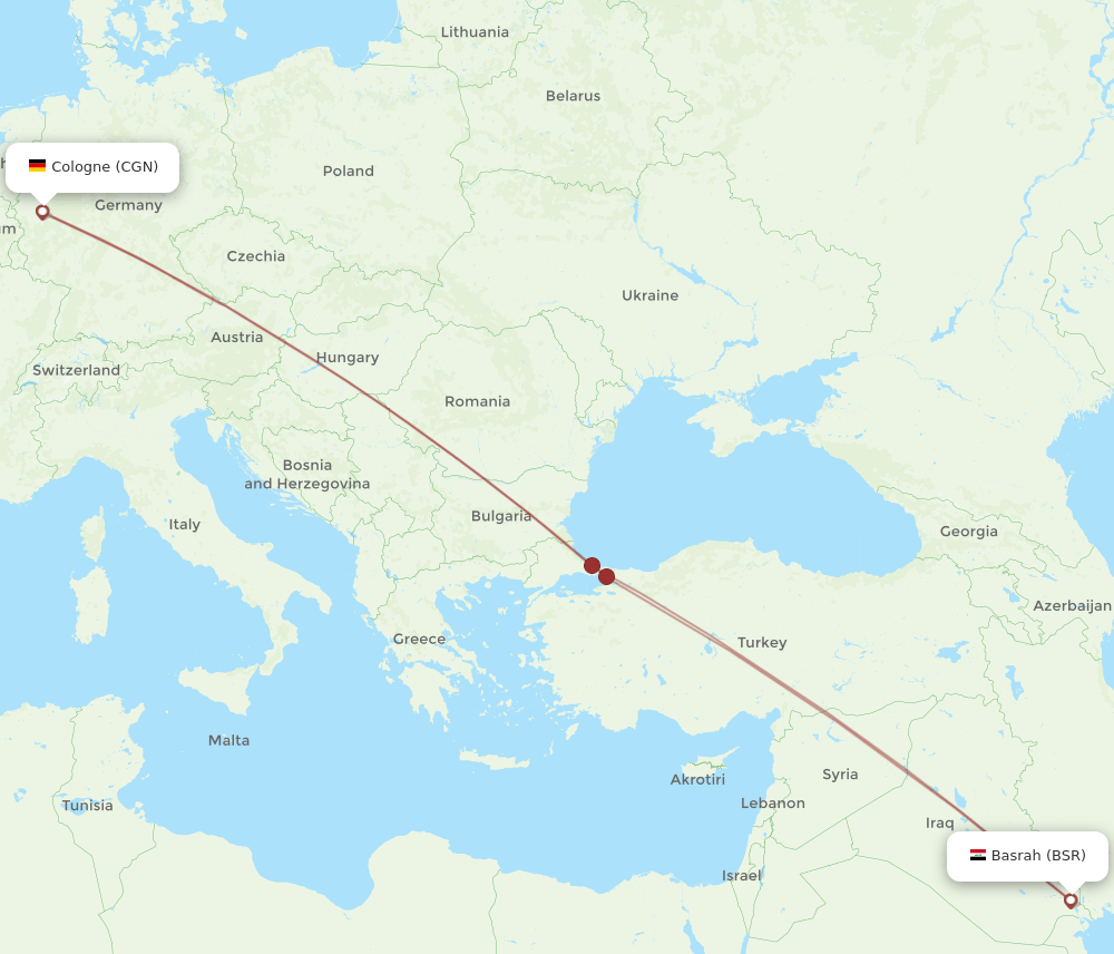 CGN-BSR flight routes