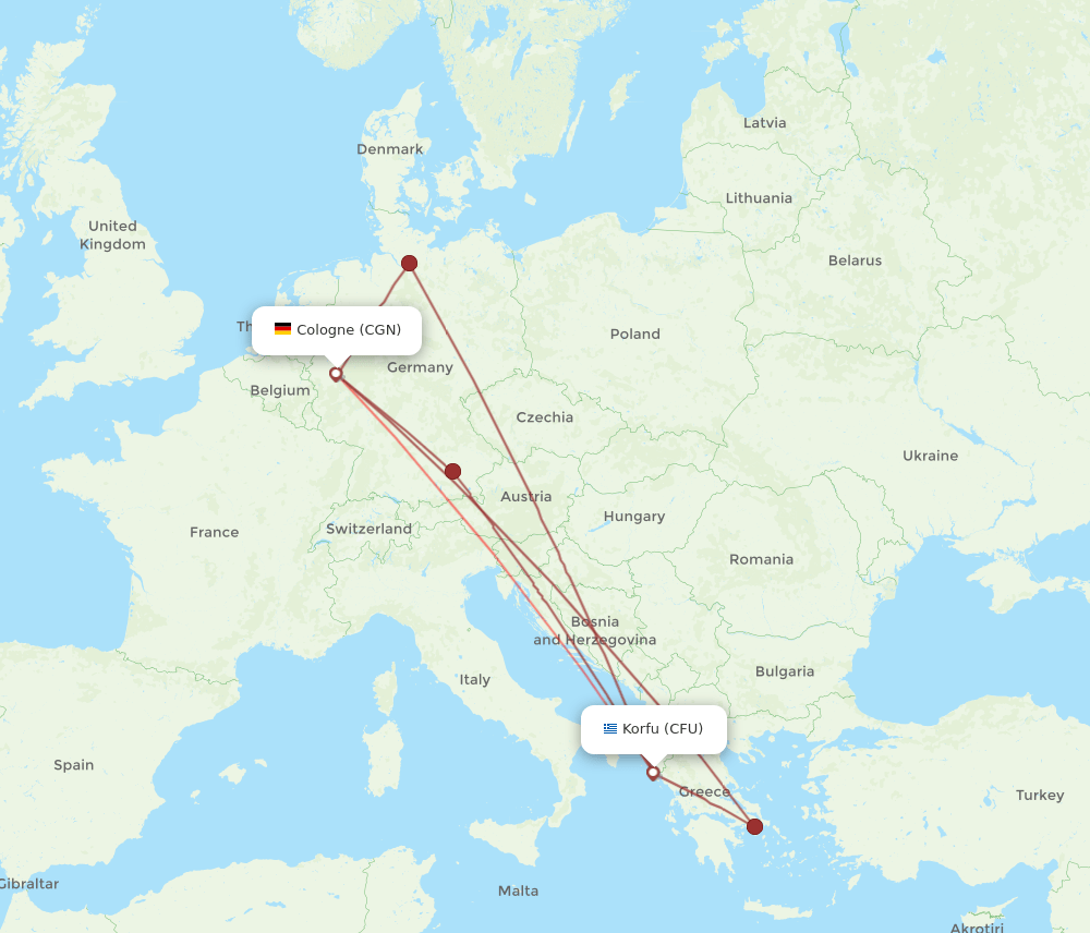 CGN-CFU flight routes