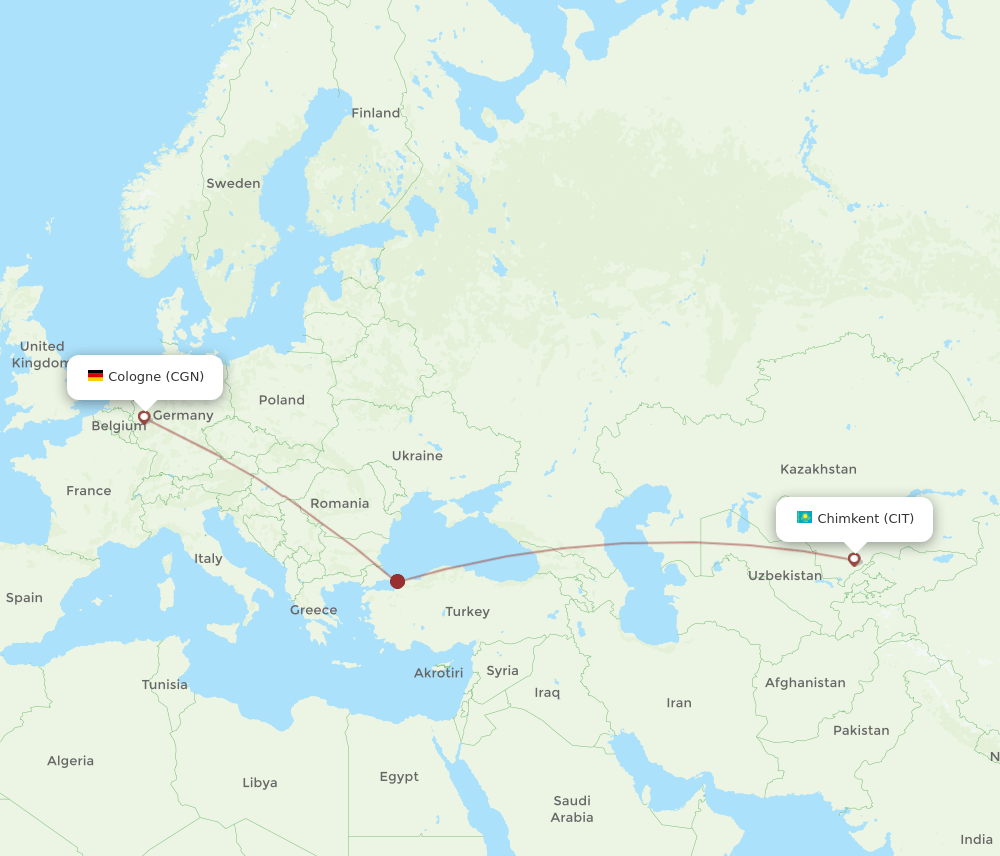CGN to CIT flights and routes map