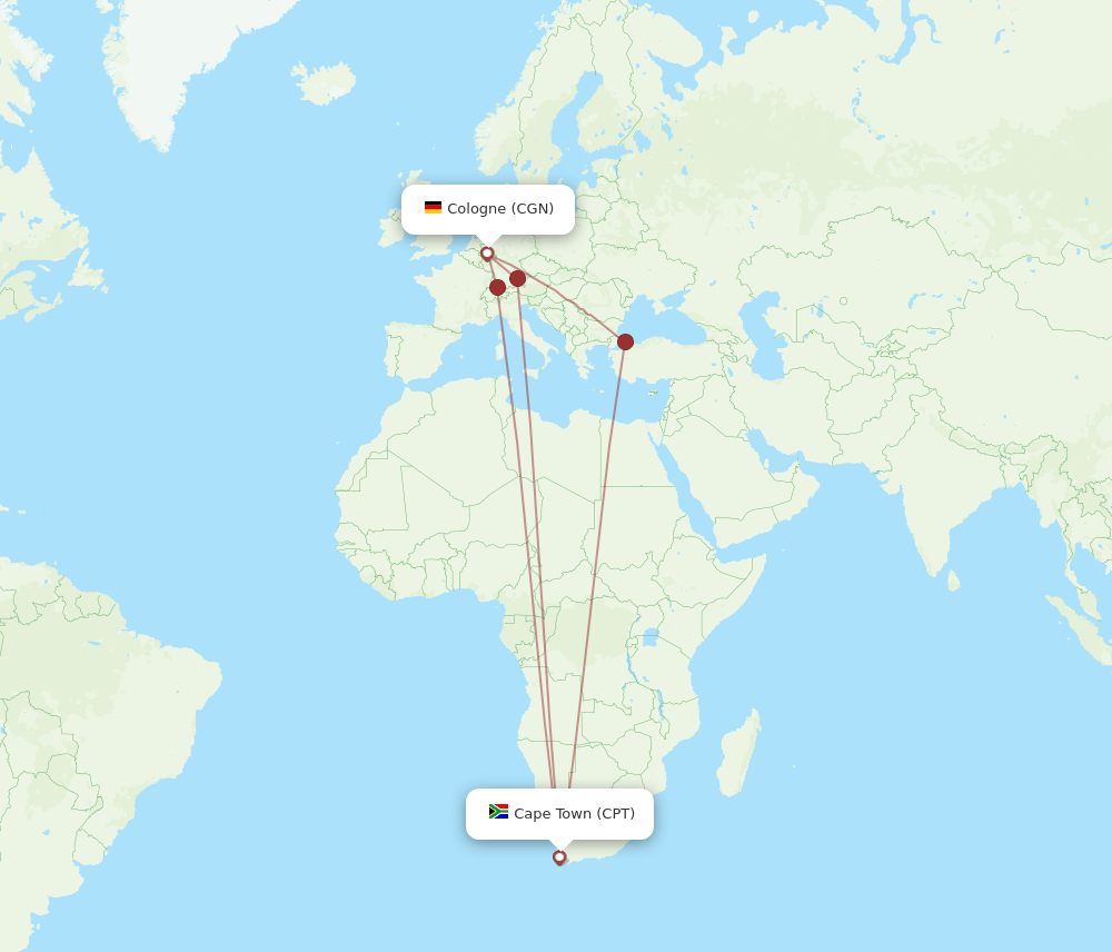 CGN-CPT flight routes