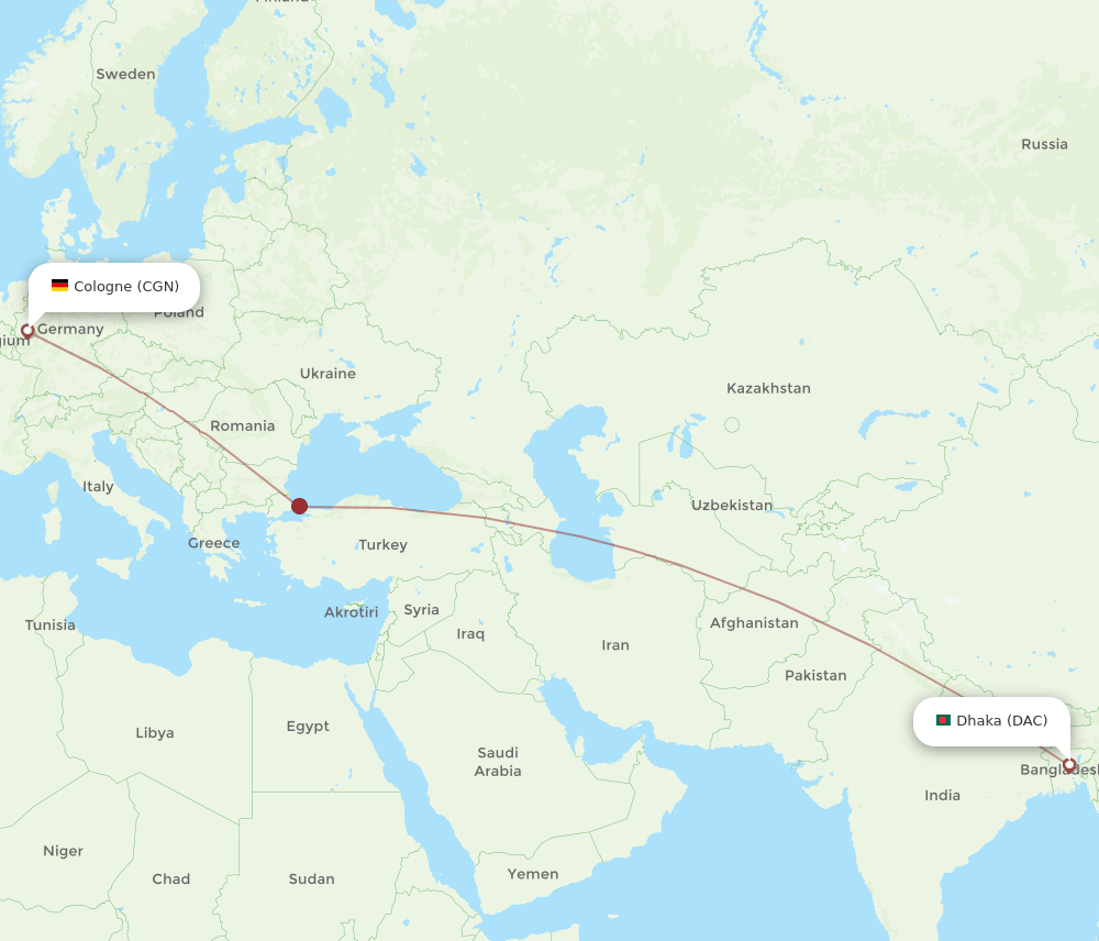 CGN-DAC flight routes