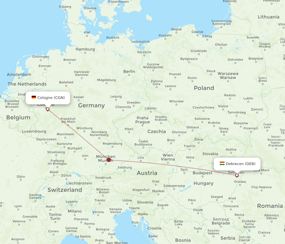 CGN-DEB flight routes