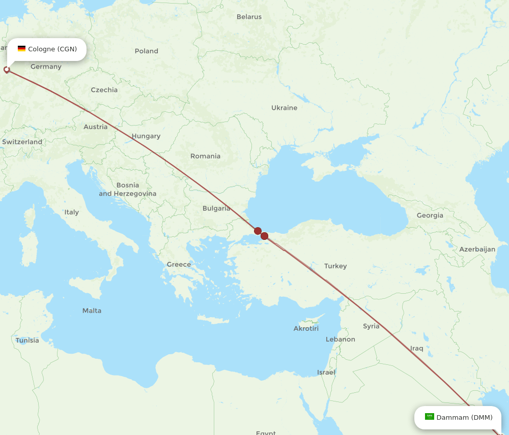 CGN-DMM flight routes