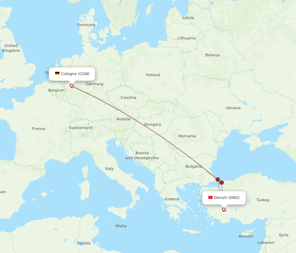 CGN-DNZ flight routes