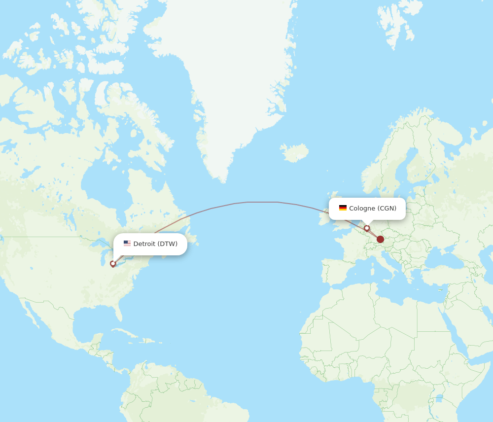 CGN-DTW flight routes
