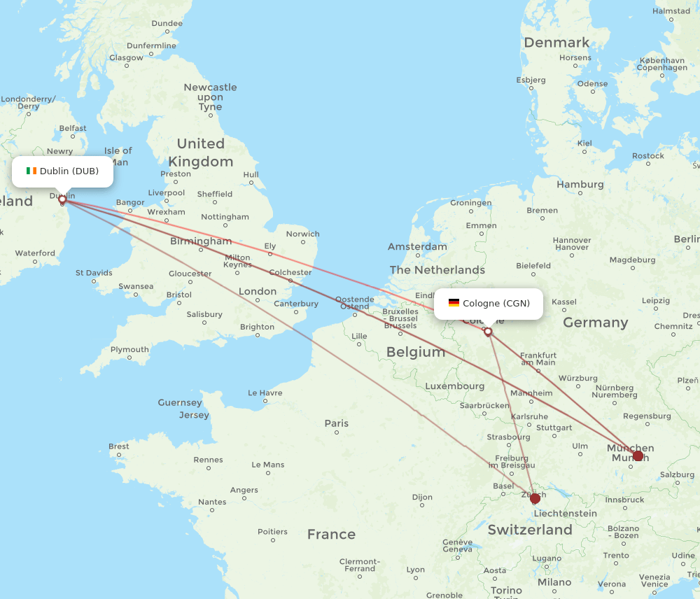 CGN-DUB flight routes