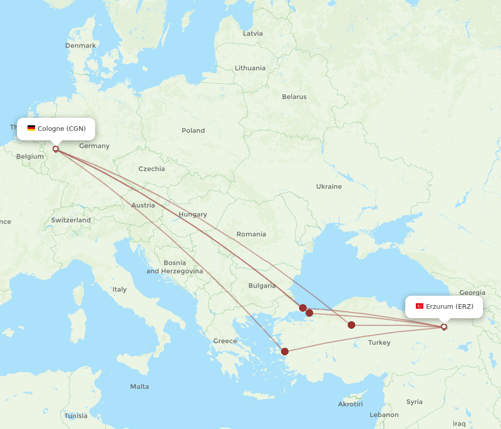 CGN-ERZ flight routes