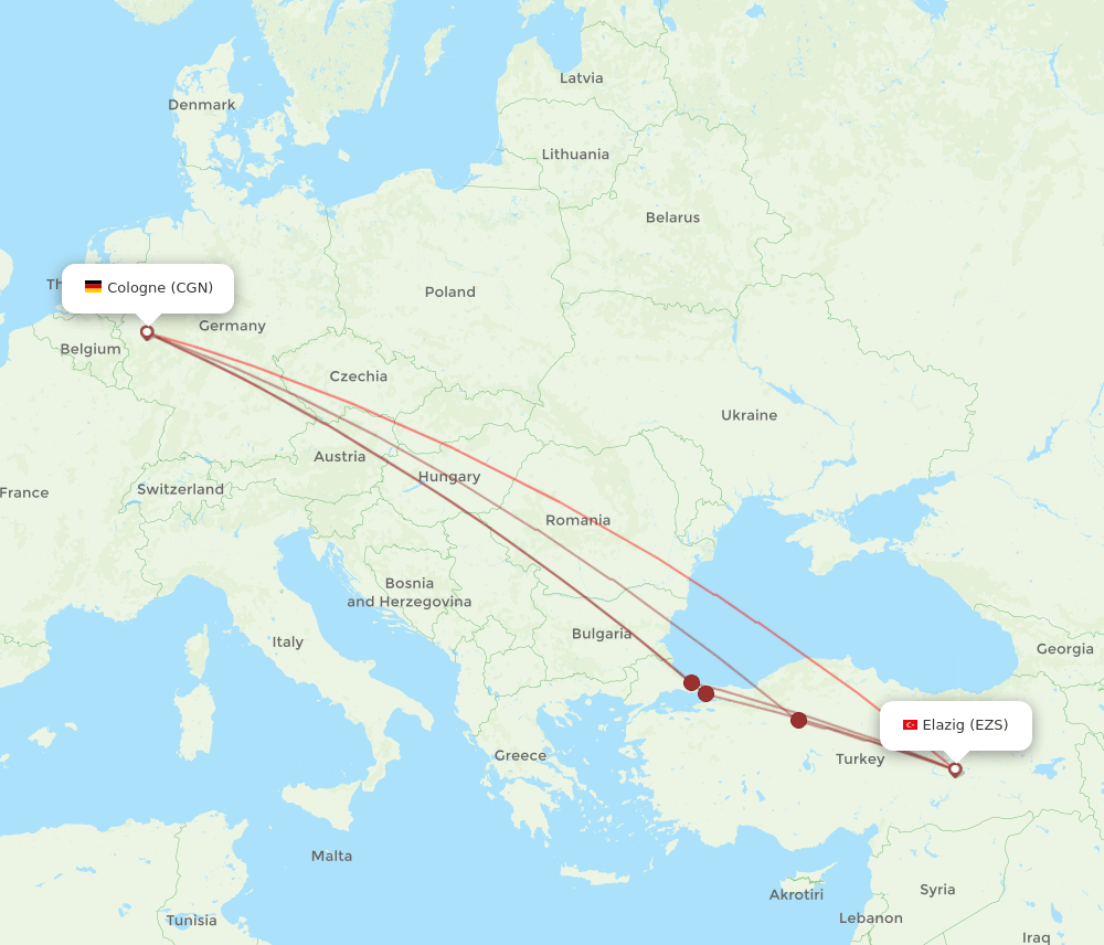 CGN-EZS flight routes