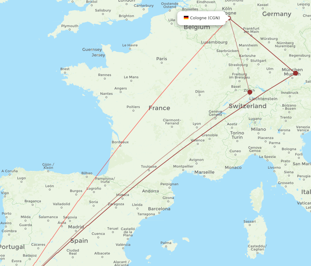 CGN-FAO flight routes
